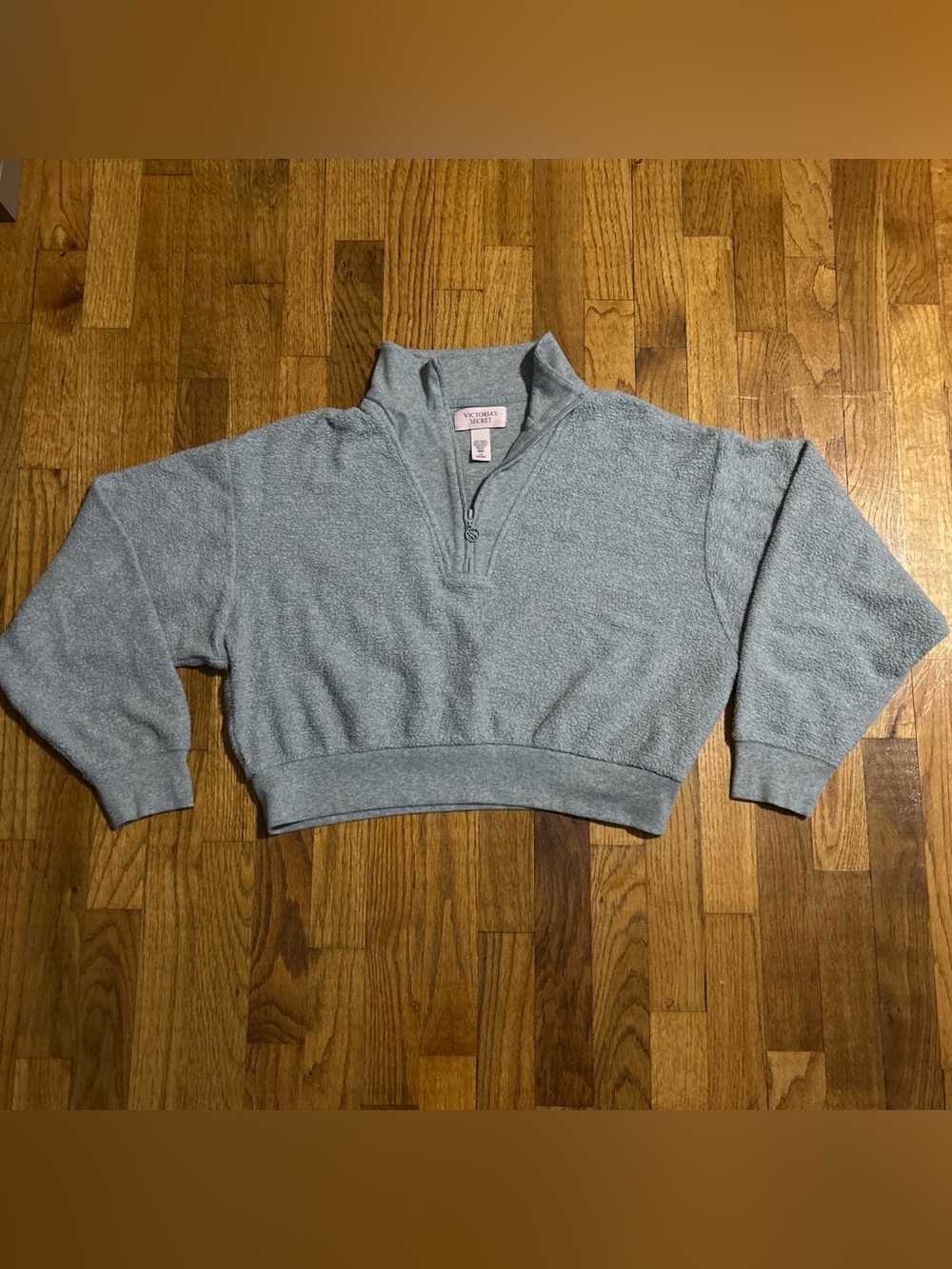 Victoria’s Secret Cropped Fleece Quarter Zip Sweater Size Large